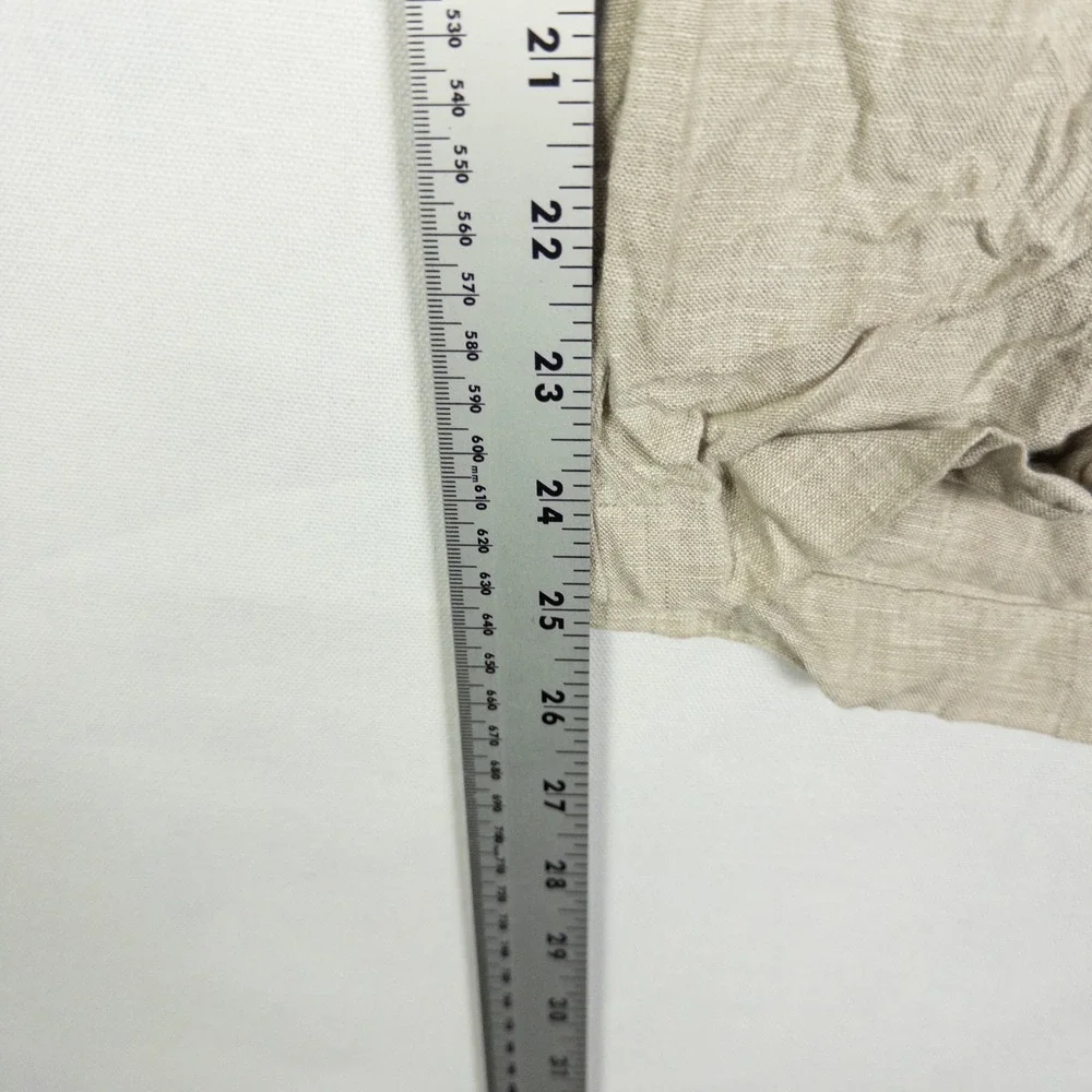 Quince 100% Linen Tapered Pants Womens XL Oatmeal Tan Coastal Minimalist